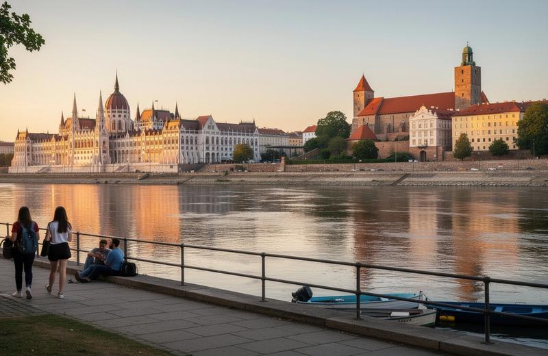 Budapest and Krakow landmarks along the river
